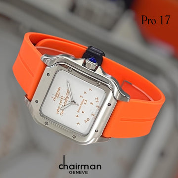 Chairman Geneve Pro 17 White Dial Orange Strap Gents Watch