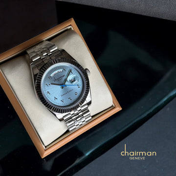 Special Edition Chairman Arabic Dial Baby Blue Silver Chain