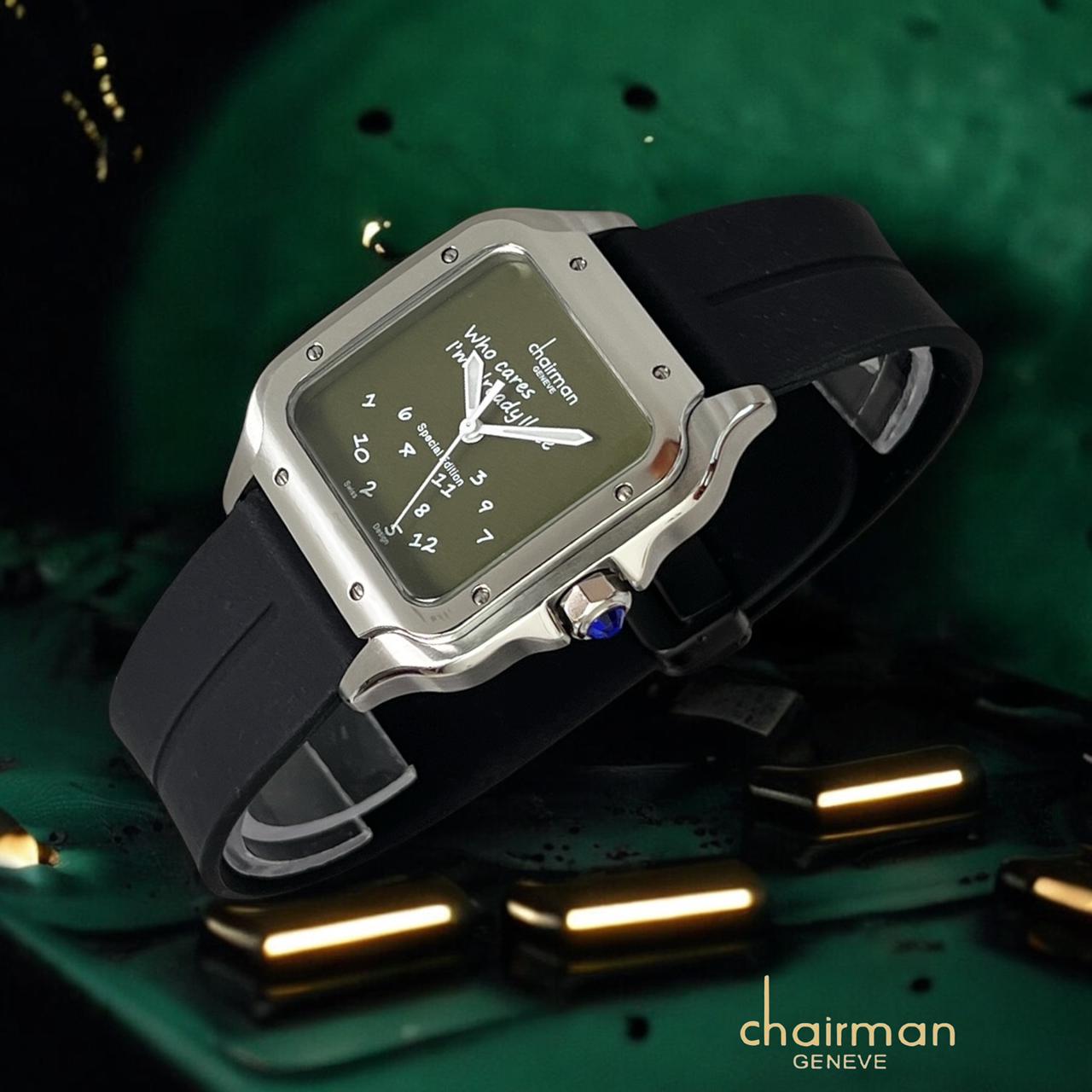 Special Edition Chairman Geneve Green Dial Black Strap Gents Watch