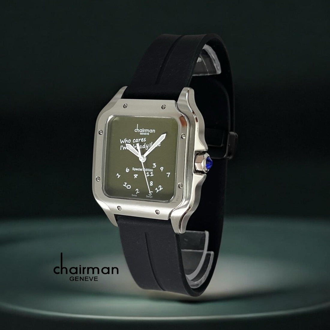 Special Edition Chairman Geneve Green Dial Black Strap Gents Watch