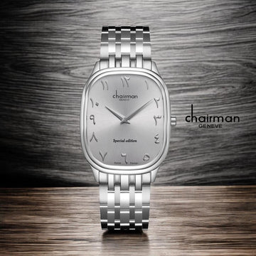 Special Edition Chairman Geneve Grey Arabic Dial Silver Chain Gents Watch