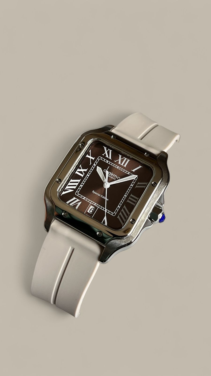 Special Edition Chairman Geneve Roman Brown Dated Dial Beige Strap Gents Watch