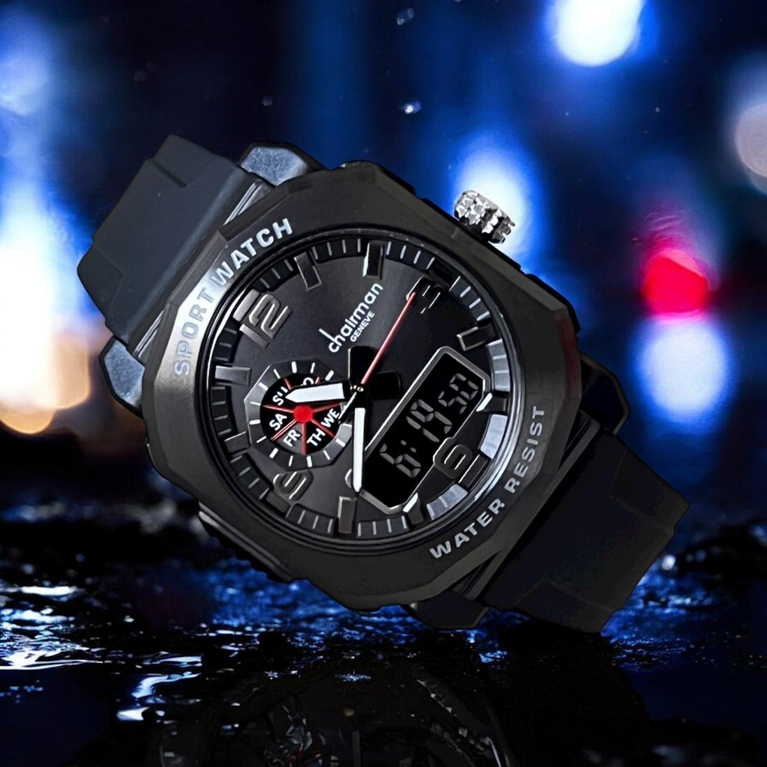 Sport Chairman Geneve Water Resist Black Gents Watch