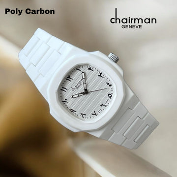Swiss Design Chairman Geneve Arabic Dial White Poly Carbon Unisex Watch