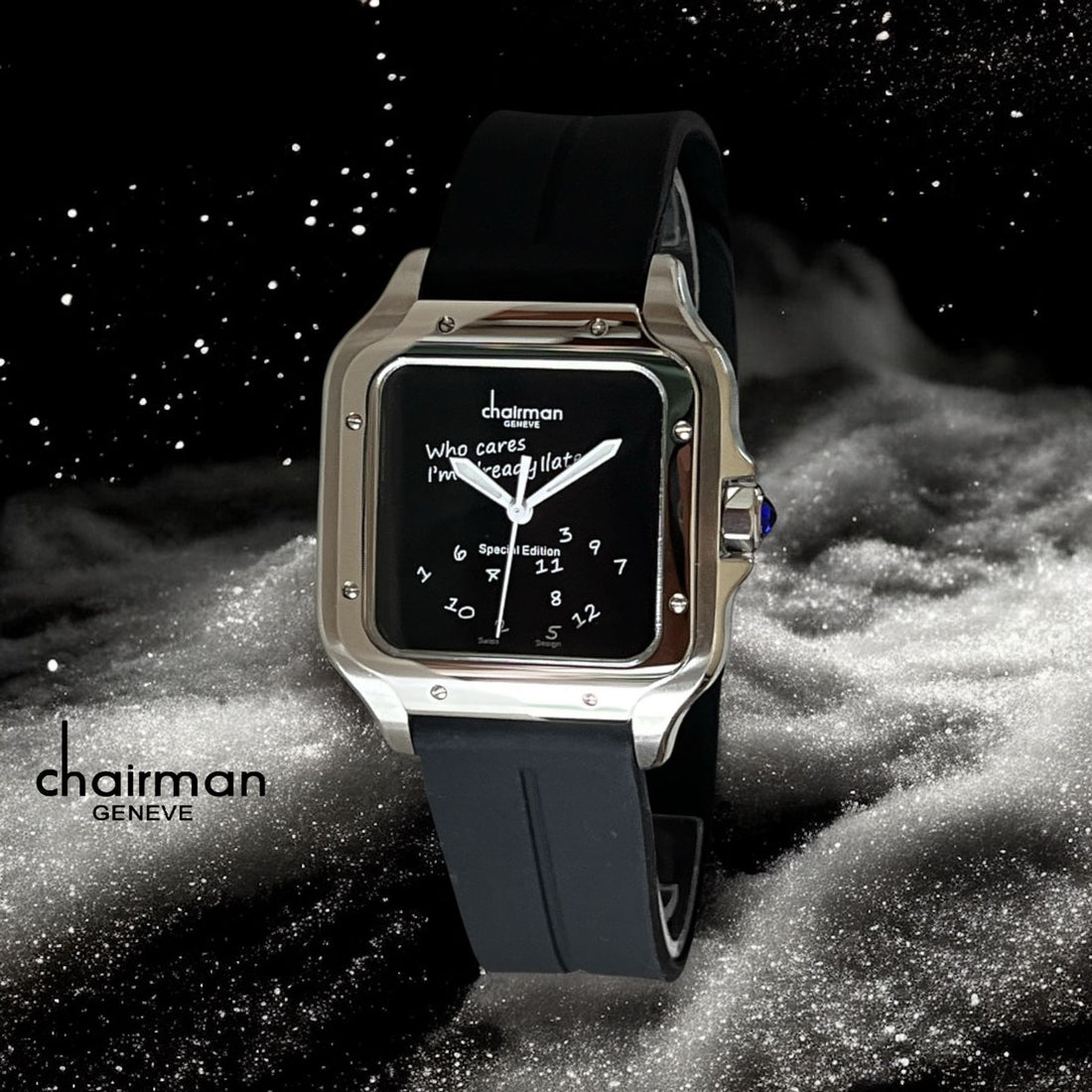 Swiss Design Chairman Geneve Black Dial Black Strap Gents Watch