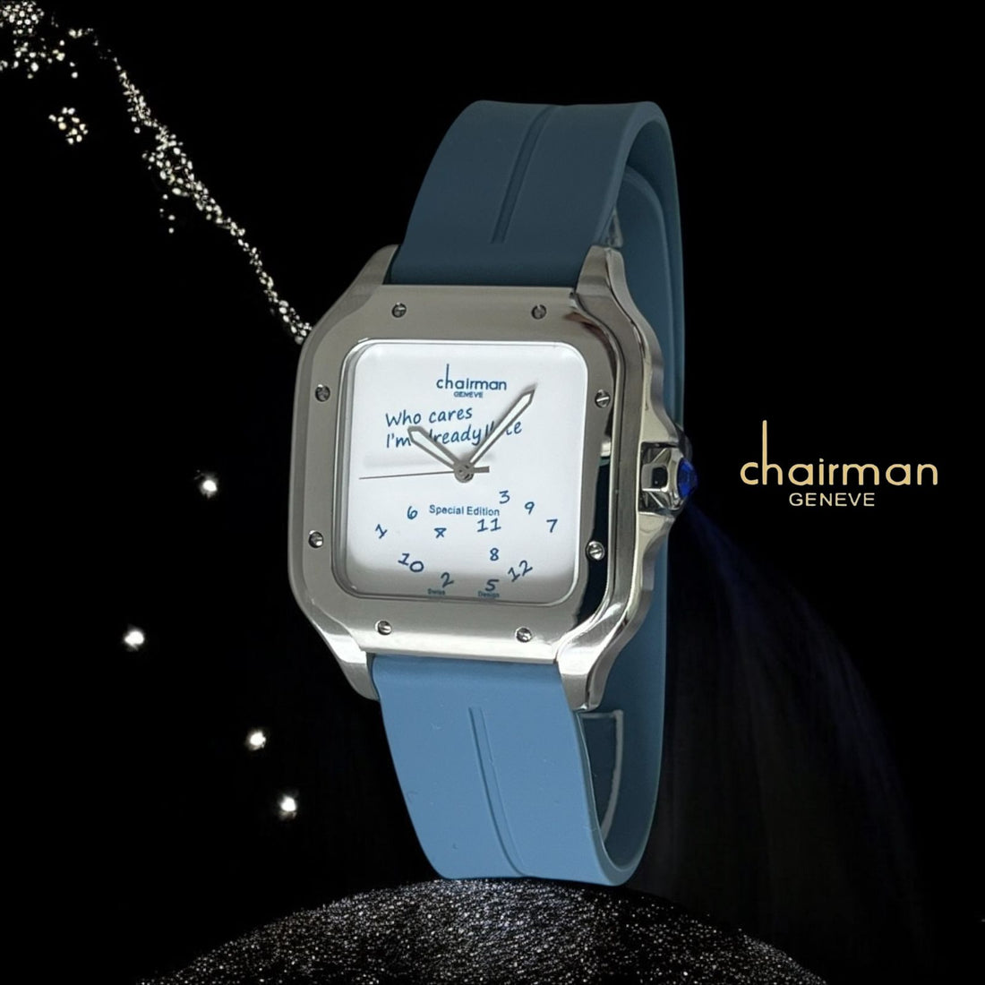 Swiss Design Chairman Geneve White Dial Blue Strap Gents Watch