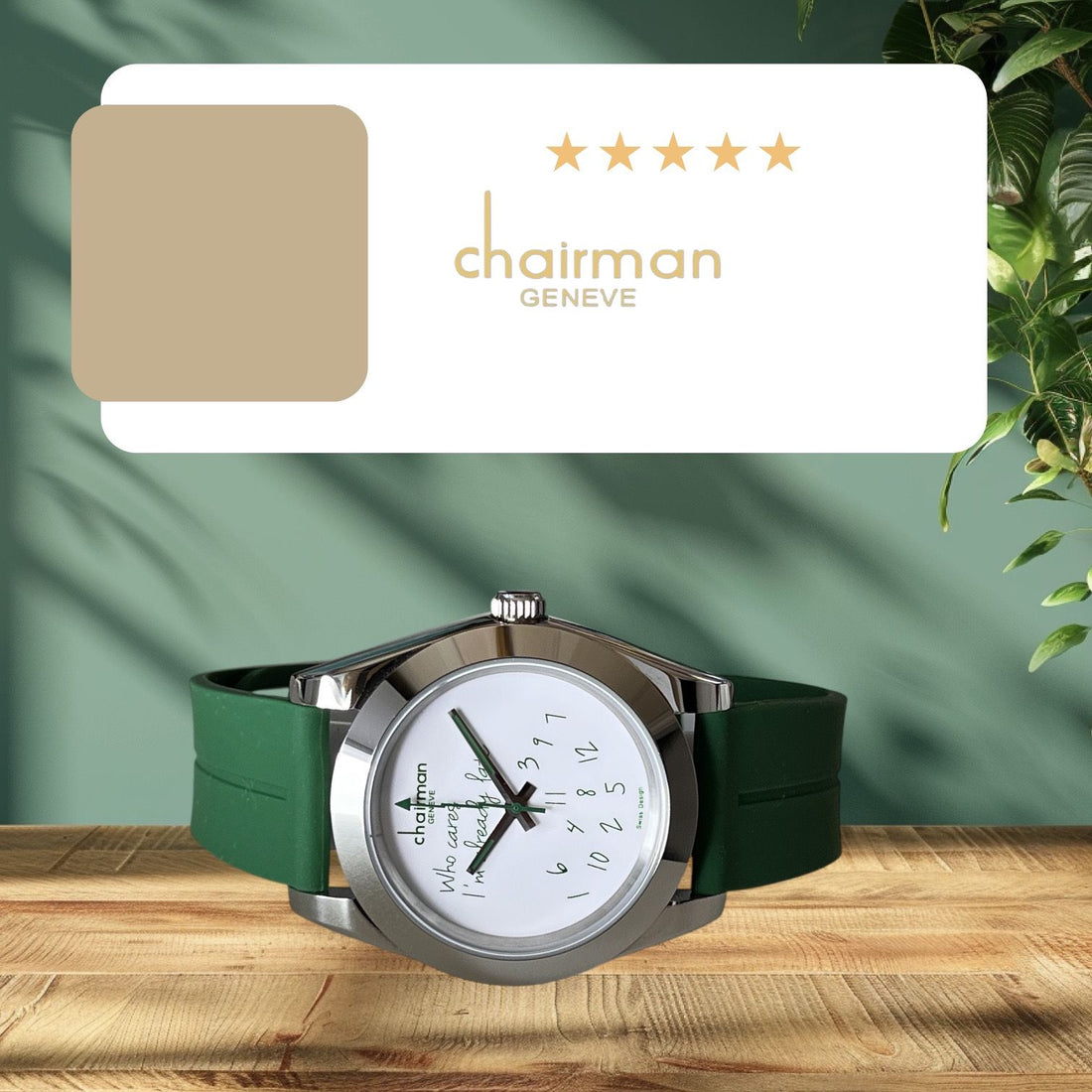 Swiss Design Chairman Geneve White Dial Green Strap Gents Watch