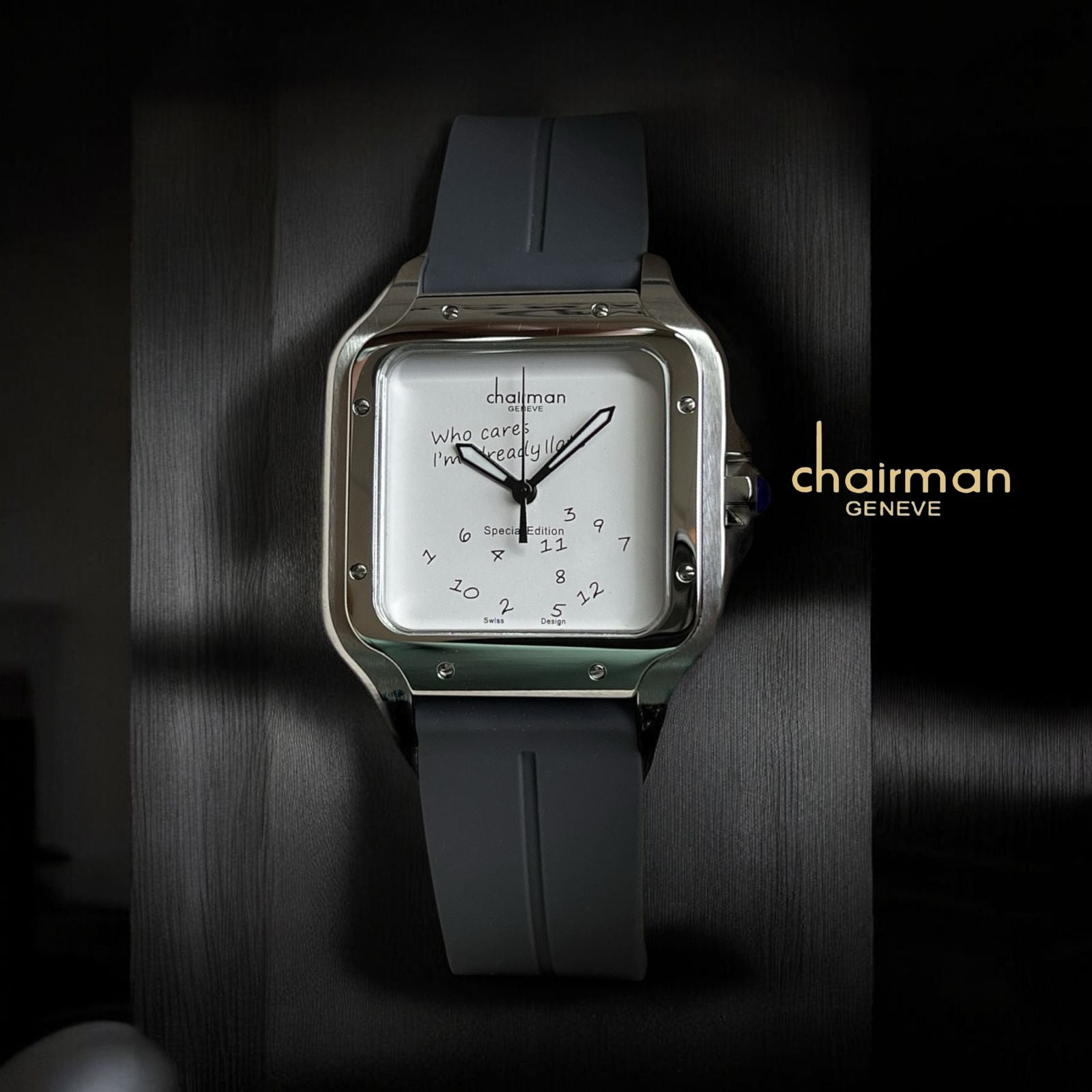 Swiss Design Chairman Geneve White Dial Grey Strap Gents Watch
