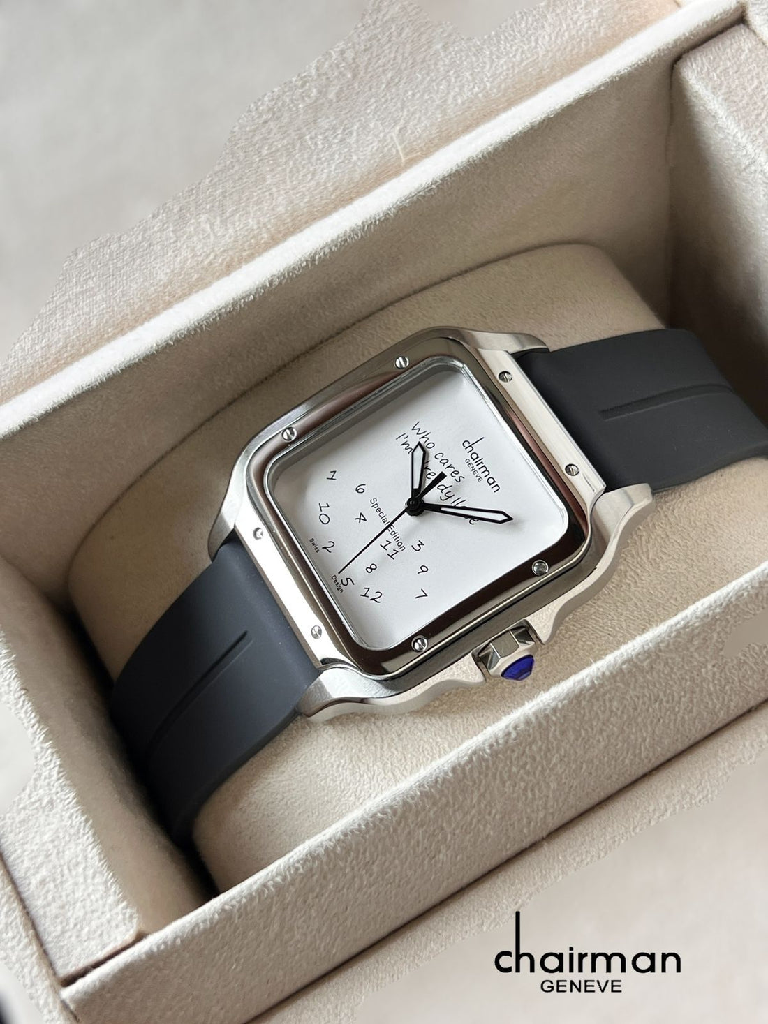Swiss Design Chairman Geneve White Dial Grey Strap Gents Watch