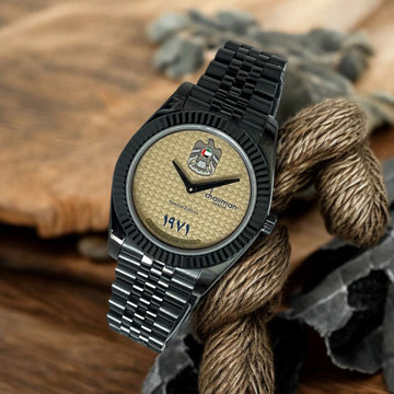 UAE Emblem Cream Dial Special Edition Chairman Geneve Black Chain Gents Watch