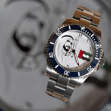 UAE Flag Watch Arabic Dial Silver Strap Swiss Made watch