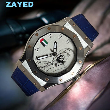 UAE Flag Zayed Gift Watch Arabic Dial Blue Strap