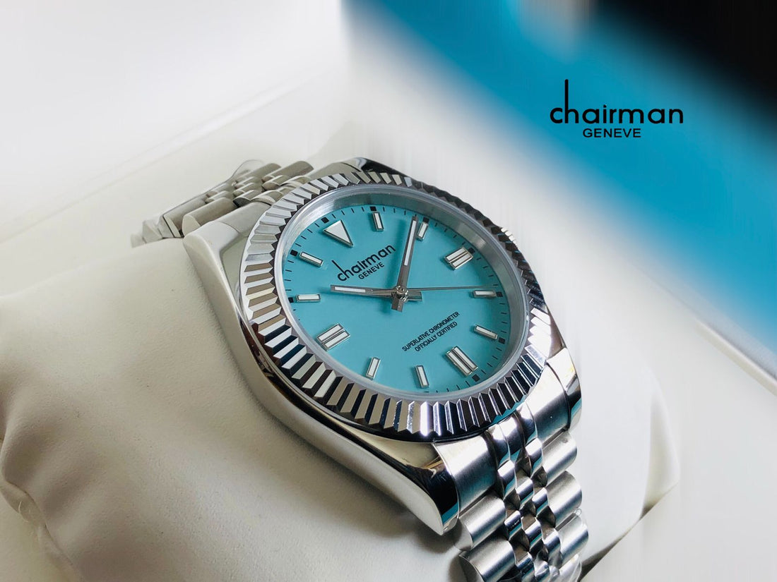 Chairman Stainless Steel Quartz Analogue Watch with Baby Blue Dial