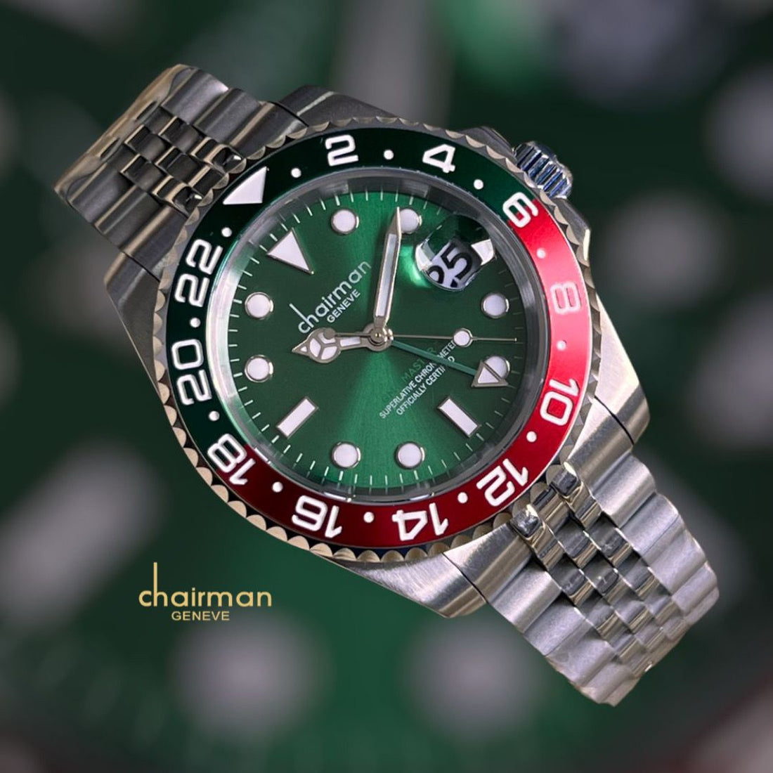 Chairman Stainless Steel Quartz Analogue Watch with Green Dial For Men