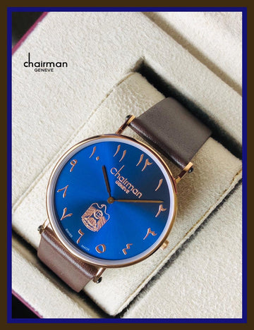 Chairman Blue Dial And Black Strap Arabic Number Watch