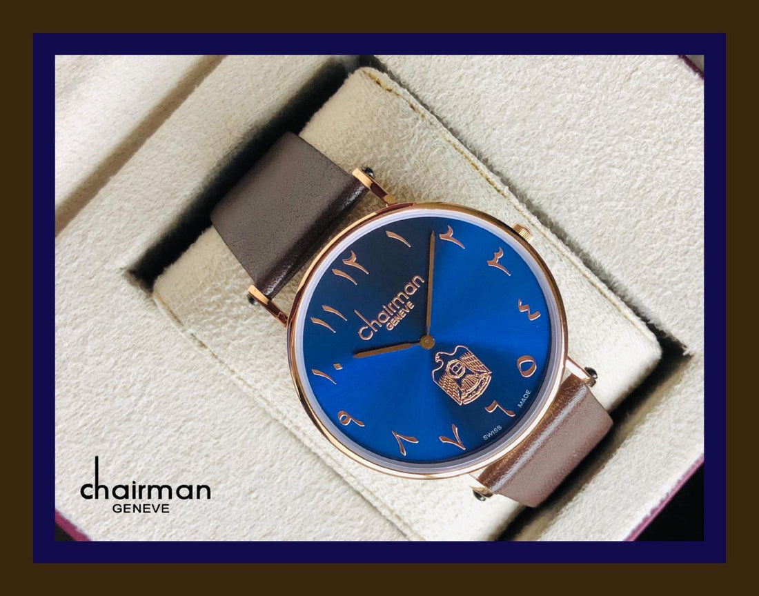 Chairman Blue Dial And Black Strap Arabic Number Watch