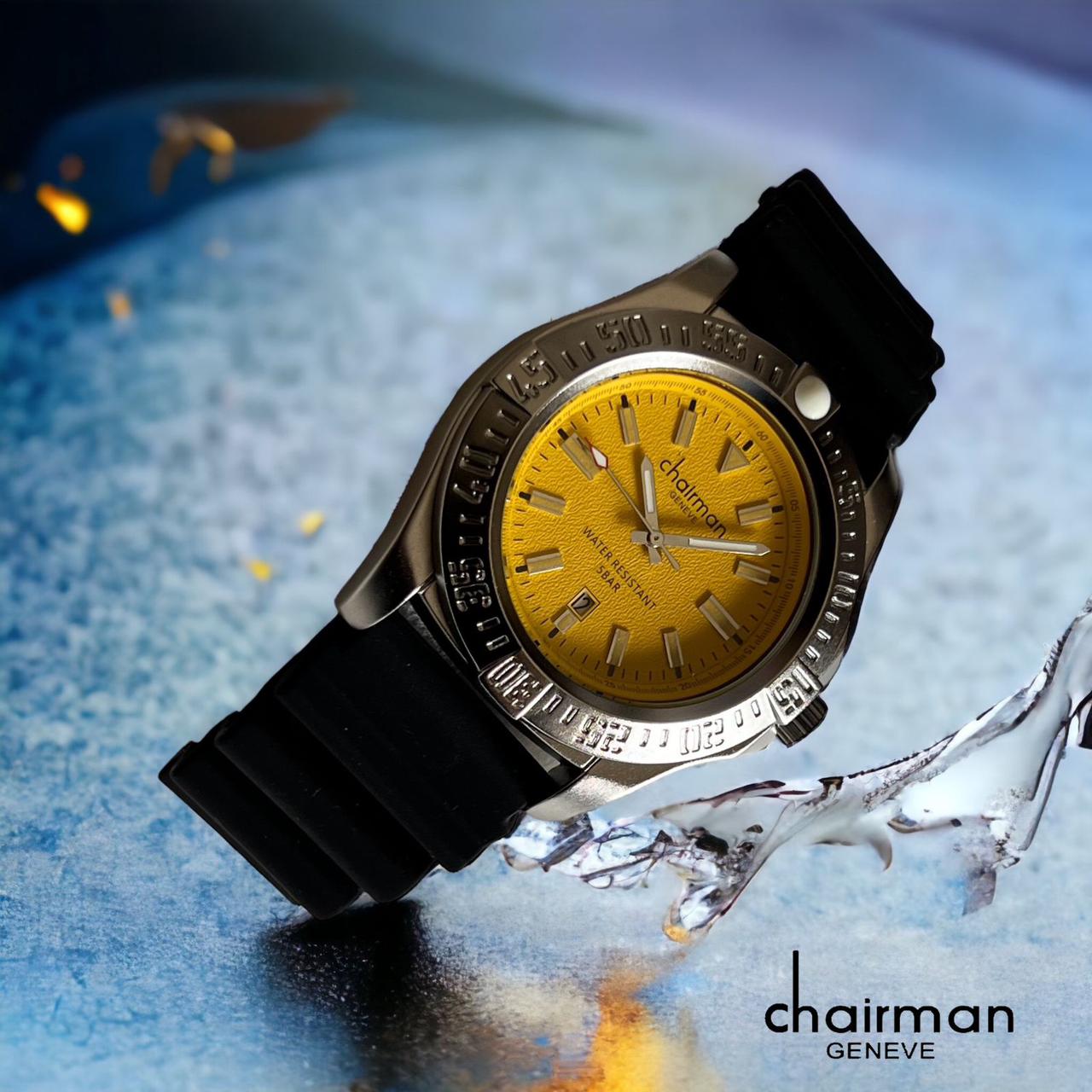 luxury yellow dial chairman watch