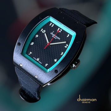 Chairman Metallic Black Strap Quartz Black and Baby Blue Dial Men's Watch