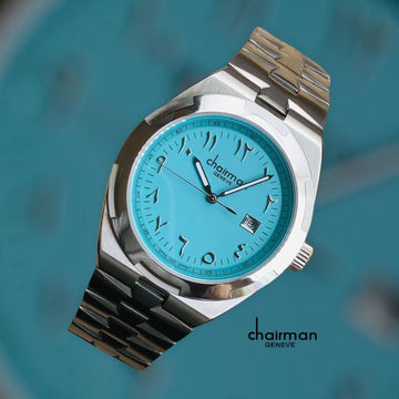 Chairman Pearl Blue Dial Chain Strap and Arabic Numbers Men's Watch