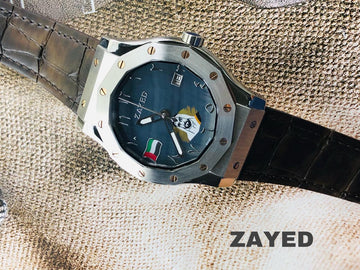 Zayed Dark Blue Dial Metallic Frame UAE Flag Men's Watch