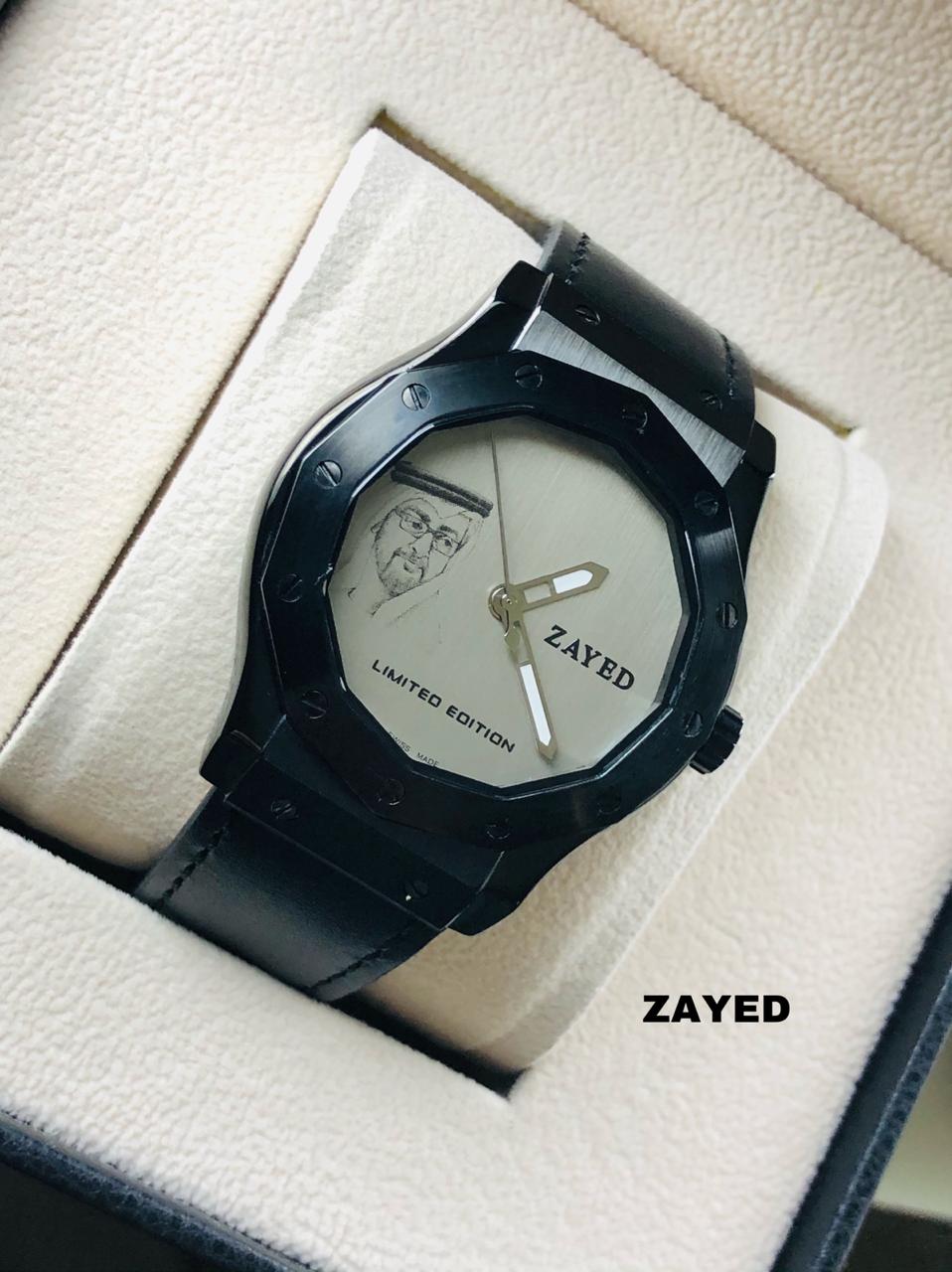Zayed Limited Edition Metallic Black Strap Men's Watch