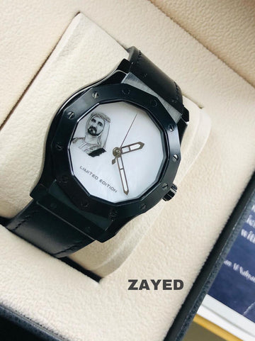 Zayed Professional Black Strap With White Dial Limited Edition Men's Watch